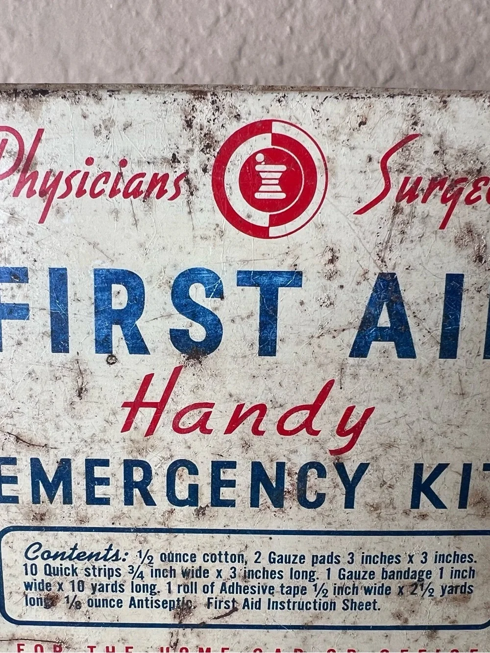 Vintage 1950s Walgreen First Aid Tin, Handy Emergency Kit, Americana Advertising